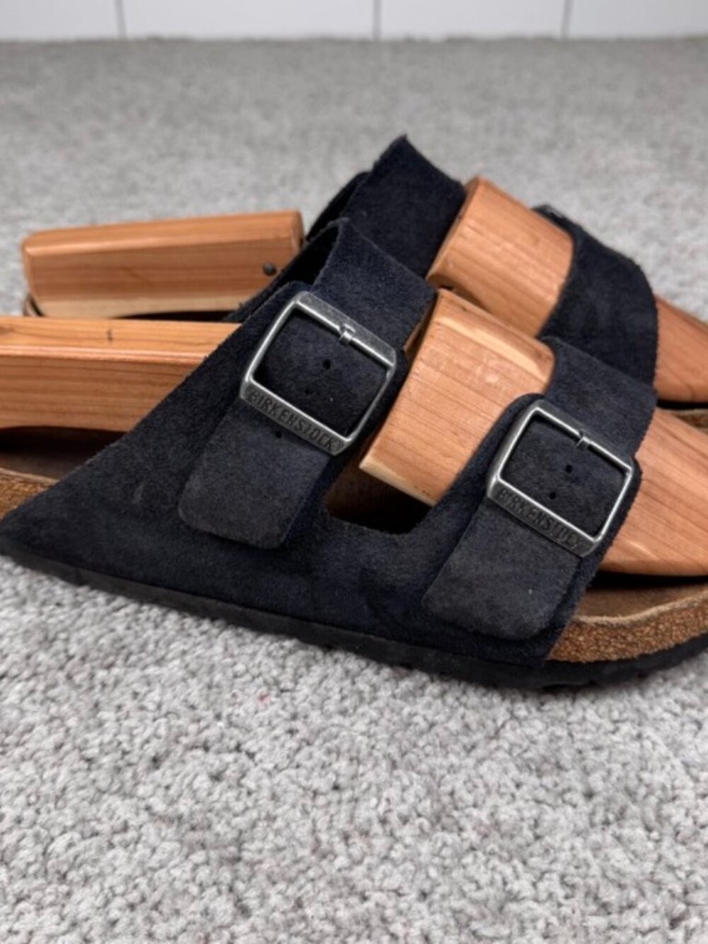 Birkenstock Arizona Black Suede Slide Sandals Men Size US10 EU43 Regular Fit